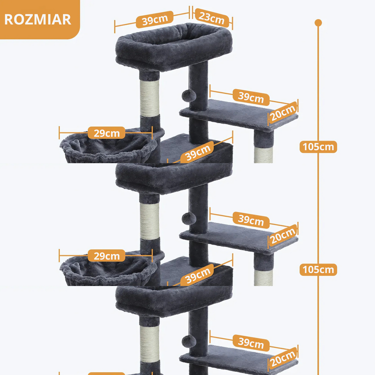 Wieża dla Kota z Miejscem do Wypoczynku