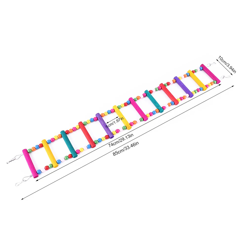 Kolorowa Drewniana Drabinka Wisząca dla Ptaków